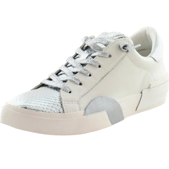 Dolce Vita Zina Leather Sneakers Silver Gray White Leather women's size 7.5 - Picture 2 of 11